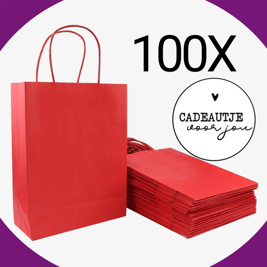 Papieren Tasjes -22x18x8 cm-Incl witte Stickers