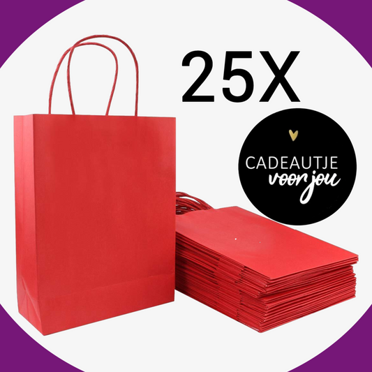 Papieren Tasjes -22x18x8 cm-Incl zwarte Stickers