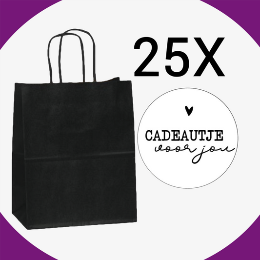 Papieren Tasjes -22x18x8 cm-Incl witte Stickers
