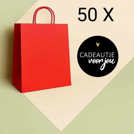 Papieren Tasjes -22x18x8 cm-Incl zwarte Stickers