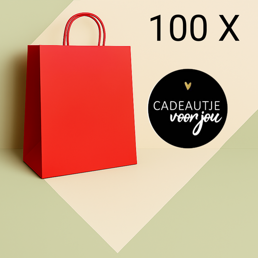 Papieren Tasjes -22x18x8 cm-Incl zwarte Stickers