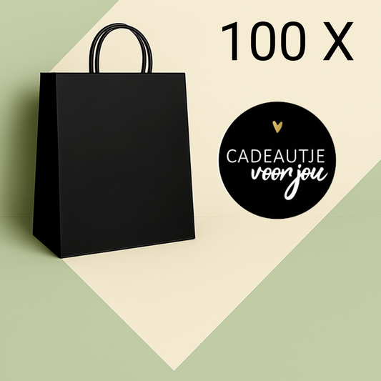 Papieren Tasjes -22x18x8 cm-Incl zwarte Stickers