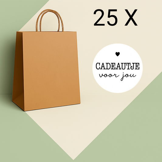 Papieren Tasjes -22x18x8 cm-Incl witte Stickers