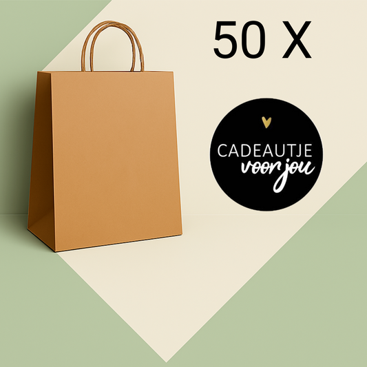 Papieren Tasjes -22x18x8 cm-Incl zwarte Stickers