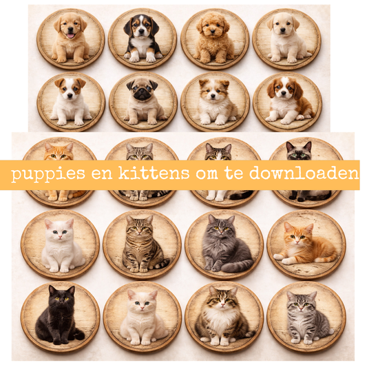 Digitaal Papier – Puppies & Kittens (2 Designs) | Printbaar A4