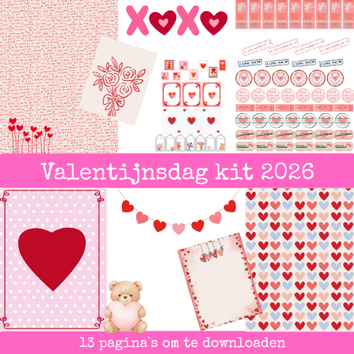 Valentijnsdag Kit 2026 – 13 Digitale Printables voor Scrapbooking & Journaling