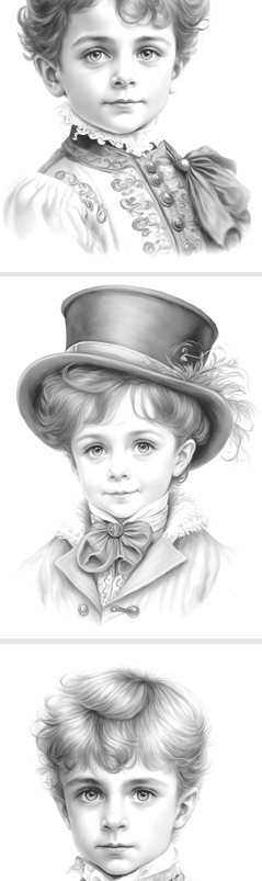 Victoriaanse Jongens – Grayscale (25 Printbare Pagina’s, Instant Download)