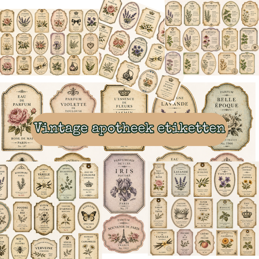 Vintage Apotheek Etiketten – Printable Junk Journal & Scrapbook Labels