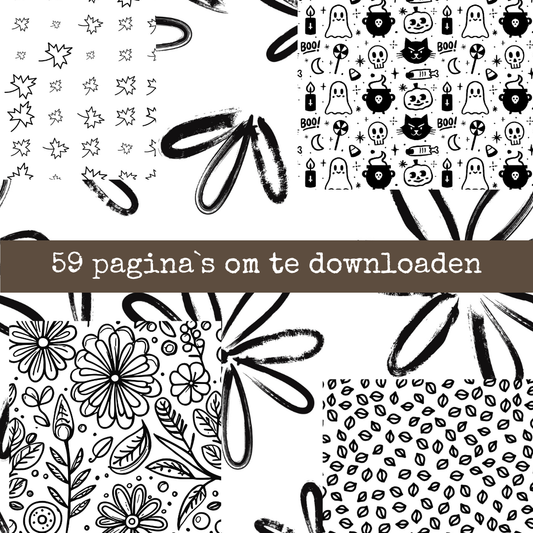 Zwart-Wit Designpapier – 59 Digitale Printables